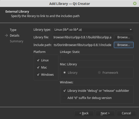 Choose library file